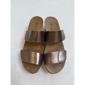 Eric Michael Lily Wedge Sandal Bronze Metallic Velcro Straps EUC Sz EU 39/ US8.5